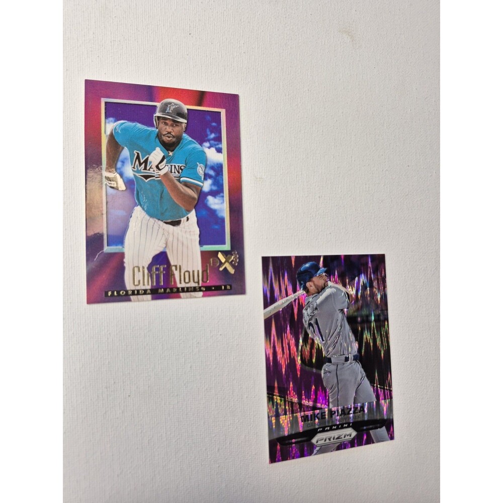 Mike Piazza Prizm Purple Pulsar & Cliff Floyd 1997 E-X2000 Baseball Card Lot of